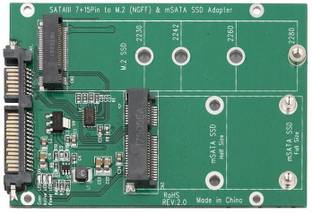 microware 2 in 1 Converter Adapter, 7+15pin to M.2 (NGFF) SATA & mSATA SSD Adapter 2.5 inch SSD Adapter