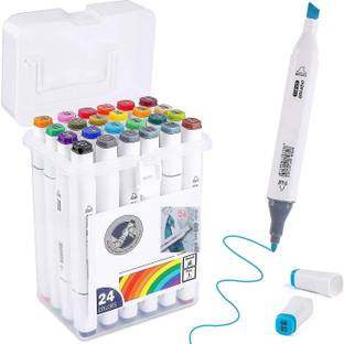 BONGERKING Color Drawing Maker Pens Alcohol Based Art Markers Set Dual Tipped Twin Pen (24)