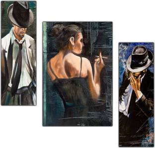 pnf Modern Abstract Art Set of 3 MDF Panel-0572- Digital Reprint 12 inch x 18 inch Painting