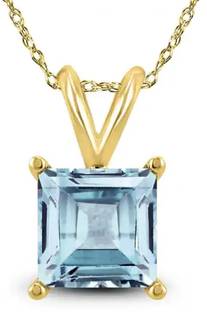 KUNDLI GEMS Aquamarine Stone Pendent For Women and Girls Gold-plated Aquamarine Copper Pendant