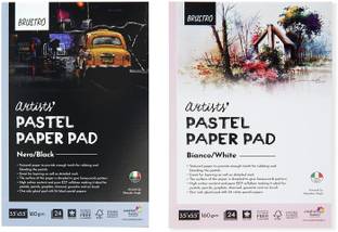 BRuSTRO Artists' Pastel Paper Pad, Set of 2, 24 Sheets (160 GSM) Each Sketch Pad