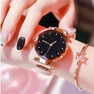 Daniel Jubile Movable Round Fancy Gold Magnetic Chain magnet strap mash hand watch girls watch for women gift Rose Gold Analog Watch  - For Women