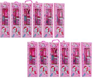 Neel 12Pcs Unicorn Stationery Small Gift Set for Kids 2 Pencil/Eraser/Sharpener/Ruler