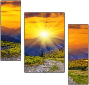 pnf Poster And Frame Vastu Waterfall Sunrise Scenery | Best Gifting Option Digital Reprint 12 inch x 18 inch Painting