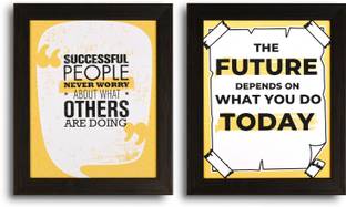 Wall Hanging Motivational Frames, Frame with Quotes for Wall for Entrepreneurs, Students, Business, Trading Set of 2 Paper Print