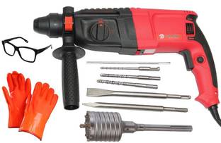 Digital Craft HIGH POWER HEAVY DUTY Hammer Drill 26MM Heavy Duty Rotary Hammer Drill Machine 1500 watts with 3 mode (RED) Pistol Grip Drill