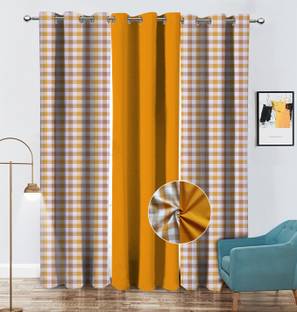 AIRWILL 153 cm (5 ft) Cotton Room Darkening Window Curtain (Pack Of 3)