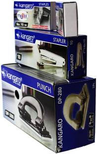 Kangaro set of 1 stapler, 2 pin box, 1 paper punch  Office Set