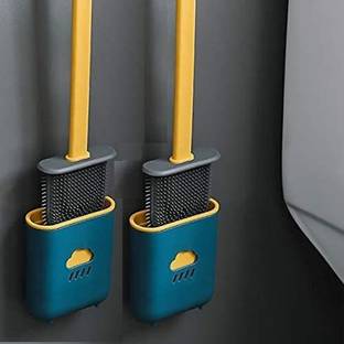 Shopidity Silicone Toilet Brush with Holder Stand- Set of 2 with Holder
