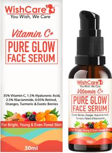 WishCare Vitamin C+ Pure Glow Face Serum - With Hyaluronic Acid, Retinol, Niacinamide, Oranges, Berries & Turmeric - For Glowing, Bright, Young and Even Toned Skin