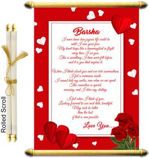 Midas Craft I Love You Barsha Wooden Scrolled Love Letter Quotes 03 Greeting Card