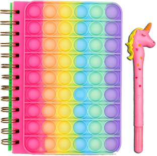 Neel Stationery Gift Set Combo-2Ps PopIt Diary 120Page With Free Unicorn Pen For Kids B5 Diary RULED 120 Pages