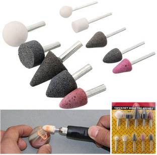 mertotools 10PCS 1/4 INCH 1/8 INCH MOUNTED STONES GRINDING ABRASIVE STONE ASSORTMENT FOR DREMEL