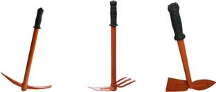 GREEN TOUCH SIX TOOLS FETURES IN 3 TOOLS, GARDEN HOE WITH 3 PRONG, TILLER, SHOVELS - GARDEN TOOLS KIT, GARDEN TOOLS COMBO FOR HOME GARDENING AND AGRICUTURE Garden Tool Kit