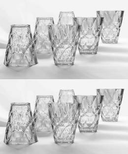 Sentricus (Pack of 12) Exclusive Unbreakable Water Juice Plastic (Clear,Plastic) Glass Set Water/Juice Glass