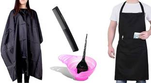 Stylewell Combo Of Hair Dye Bowl Brush,Comb, Black Pocket Apron And Hair Cutting Sheet Hair Accessory Set