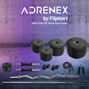 Adrenex by Flipkart 50 kg with Straight, Curl and Dumbbell Rods Home Gym Combo