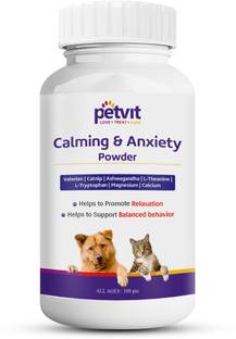 Petvit Calming & Anxiety Powder with Natural Solution All Breeds of Dogs & Cats – 100gm Pet Health Supplements