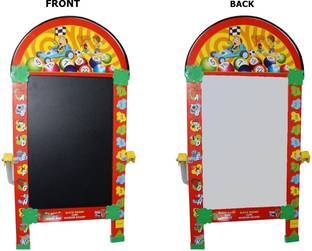 URBANE CHIC writing board with stand for kids learning at home, 2 In 1 dual sided Black, White board