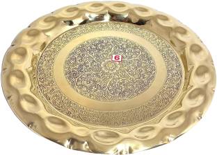 A & H ENTERPRISES Brass Designer Dinner Half Plate/Thali For Pooja & Dining ,20 cm Each - 1 Piece Dinner Plate