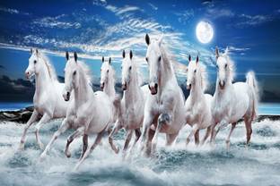 Seven Running Horses Beautiful Decorative Posters Paper Print