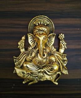 WELLWISHERS CRAFT Ganesh Wall Hanging Idol Sit On Ret Metal Beautiful Idol For Worship/Pooja/Gifting Item Home Office Use Decorative Showpiece  -  27.94 cm
