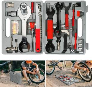 Linist Bicycle Repair Kit with Storage Box Complete Bicycle 44 Pcs Tools Set Box Cycling Bicycle Repair Tool Box
