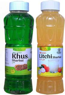 NATRAJ The Right Choice Khas Sharbat & Litchi Sharbat Syrup (Pack of 2 x 750 ml Bottle)
