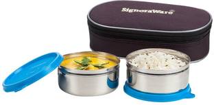 Signoraware Midday Max Fresh Stainless Steel Lunch Box Set, 350ml, Set of 2, 2 Containers Lunch Box