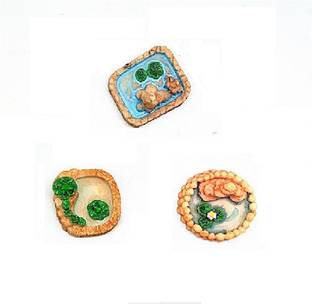 BHOOLU&GOOLU Simulation Miniature Pool Lotus Pond for Decoration - (Small Size) - 3 Pcs Set Decorative Showpiece  -  2 cm