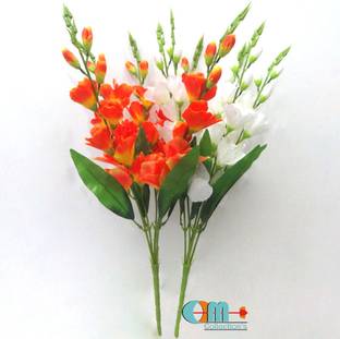 OM COLLECTIONS Gladiolus Artificial Flower Orange, White Gladiolus Artificial Flower