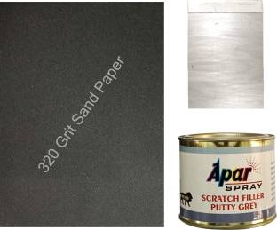 apar Scratch filler putty Grey (200 gms),1 putty knife and 320 Grit sandpaper Car Body Filler Putty