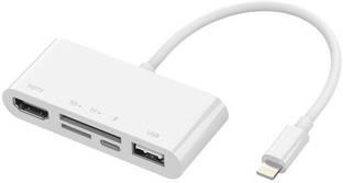Tobo Lightning Cable 0.1 m Lightning Hub, 5-in-1 Docking Station,2K Lightning to HDMI Adapter USB Converter