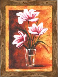 Indianara Flowers in Vase Painting (4304WNT) -Synthetic Fame, 10 x 13 Inch Digital Reprint 13 inch x 10.2 inch Painting