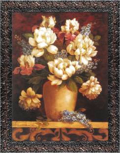 Indianara Flowers in Vase Painting (4306GBN) -Synthetic Fame, 10 x 13 Inch Digital Reprint 13 inch x 10.2 inch Painting