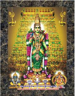 Indianara Shree Meenakshi Devi Painting (4302MGY) -Synthetic Fame, 10 x 13 Inch, Digital Reprint 13 inch x 10.2 inch Painting