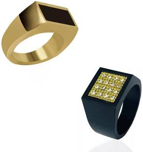 Bellina Everyday Wear Trending Alloy Desinger Ring Set for Boys And Men (Pack of 2) Alloy Ring Set