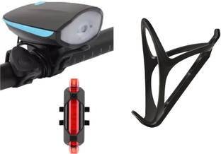 rebel USB Rechargeable Cycle Horn Light+Rechargeable Cycle taillight+DC bottle cage LED Front Rear Light Combo