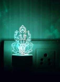 DIONA Ganpati 3D Illusion Led Night Lamp Multi Color Changing Night Light Ganesh Night Lamp