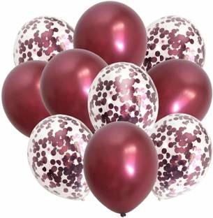 Dinipropz Solid Metallic and Confetti Balloons for Party Decorations Toy Balloons Balloon