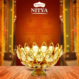 Shubhkart Nitya Gomedh Crystal Pyali Small Brass Table Diya