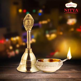 Shubhkart Kuber Deep And Naag Ghanti - Combo Brass (Pack of 2) Table Diya Set