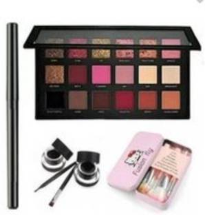 Beaulip Smudge Makeup Beauty Kajal & Black Gel Eyeliner 7 Pink Brush Rose Gold Eyeshadow 25 g
