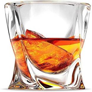 Bold and Wide (Pack of 6) 300ml Twist Designed Old Fashioned/Premium Crystal Glasses Set Glass Set Whisky Glass