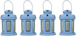 Fashion Bizz Set of 4 Blue Hanging Lantern Decorative Showpiece  -  19 cm