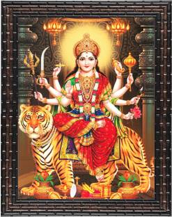 Indianara Chamundeshwari Painting (4312GB) -Synthetic Fame, 10 x 13 Inch Digital Reprint 13 inch x 10.2 inch Painting