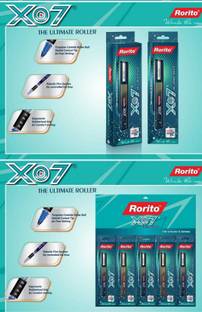 Rorito X07 The Ultimate Roller Pen Blue5&Black 2 Pcs+1 First Click Writing Pad 10 Sheet Roller Ball Pen