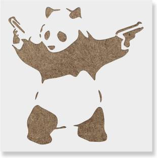 IVANA'S USA12x12-104 Panda with Guns Banksy Stencil for Walls and Crafts - Reusable Stencils of Panda Stencil