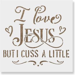 IVANA'S USA12x12-128 I Love Jesus Stencil Template for Walls and Crafts - Reusable Stencils Stencil