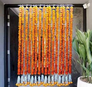 नट्स Artificial Rose (Gulab), 53 Flowers in Each String Pack Of 4 (Yellow) तोरण